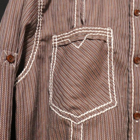 SMASH | 2 XL | Western Striped Button Down Casual Shirt | 100% Cotton | NWOT - Picture 6 of 16